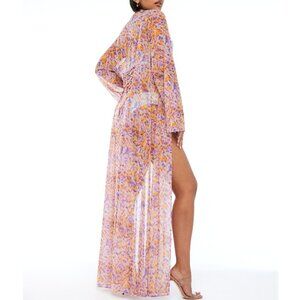Savage x Fenty - “Cyber Cat” Long Maxi Robe, Mesh - Size XS/S, Pink
